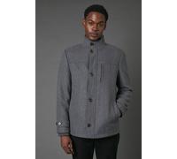 Debenhams Men's Mid Grey Funnel Neck Wool Blend Jacket | Size: XL