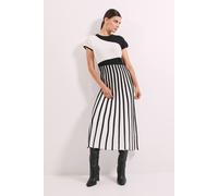 Debenhams Mono Colour Block Pleated Knitted Dress mono L