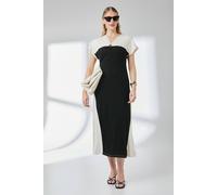 Debenhams Mono Contrast Ring Detail Jersey Midi Dress mono 14