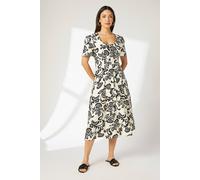 Debenhams Mono Floral Seam Detail Midi Dress mono 18