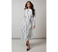 Debenhams Mono Spot Pleat Neck Drape Midi Dress mono 10