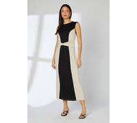 Debenhams Mono Twist Waist Cupro Colourblock Midi Dress mono 14