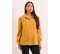 Principles Women's Mustard Collared Pintuck Detail Chiffon Shirt | Size: 20 Principles Mustard 20