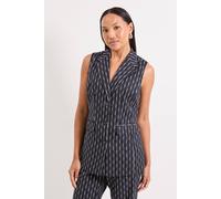 Debenhams Navy Check Detail Collared Button Front Waistcoat navy 12