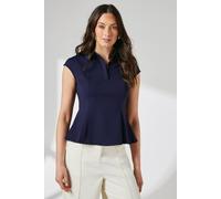 Debenhams Navy Collared Ponte Peplum Shirt navy 18