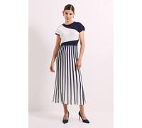 Debenhams Navy Colour Block Pleated Knitted Dress navy S