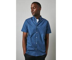 Debenhams Navy Dash Print Short Sleeve Shirt navy