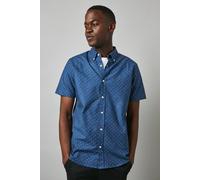 Debenhams Navy Dash Print Short Sleeve Shirt navy L