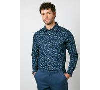 Debenhams Men's Navy Floral Print Long Sleeve Shirt | Size: XL