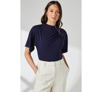 Debenhams Navy Flutter Sleeve Zip Detail Top navy 18