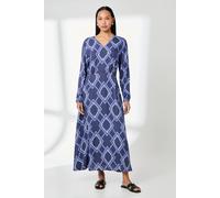 Debenhams Navy Geo Print V Neck Midi Dress navy 10