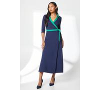 Debenhams Navy Ponte Contrast Wrap Dress navy 18