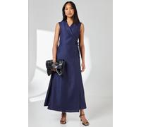 Debenhams Navy Sleeveless Organza Wrap Shirt Dress navy 10