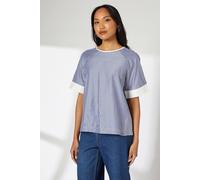 Debenhams Navy Stripe Contrast Detail Top navy 12