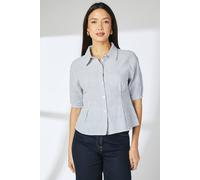 Debenhams Navy Stripe Dart Detail Seersucker Shirt navy 16