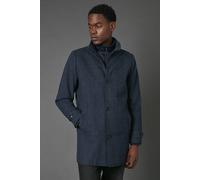 Debenhams Navy Wool Blend Funnel Neck Coat With Insert navy