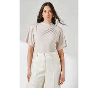 Debenhams Nude Flutter Sleeve Zip Detail Top nude 16
