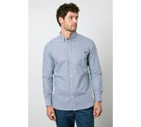 Maine Men's Off White Blue Micro Check Long Sleeve Shirt | Size: XL Maine Blue XL