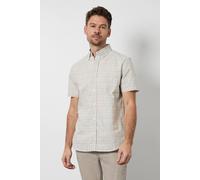 Debenhams Men's Off White Window Check Short Sleeve Shirt | Size: Medium