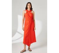 Principles Women's Orange Linen Asymmetric Hem Halter Midaxi Dress | Size: 14 Principles Orange 14