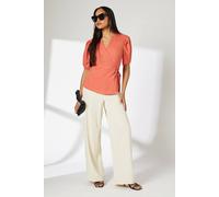 Debenhams Orange Linen Blend Wrap Top In Terracotta terracotta 20