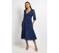 Principles Women's Organza Belted Midi Dress in Navy | Size: 16 Principles Navy 16