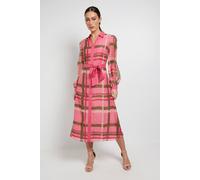 Debenhams Organza Volume Sleeve Midi Dress In Pink pink