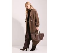 Debenhams Oversized Drop Shoulder Double Breasted Coat In Brown brown 14
