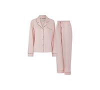 Debenhams Pandora Long Pyjama Set With Contrast Print Piping Barely There In Pink pink
