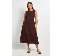 Debenhams Panelled Broderie Fit And Flare Dress In Chocolate chocolate