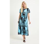 Debenhams Petite Geo Wrap Midi Dress In Blue blue