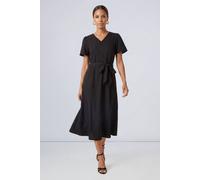 Debenhams Petite Seam Detail Tie Waist Midi Dress In Black black