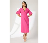 Debenhams Pink Cotton Poplin Pleat Sleeve Midi Dress pink 12