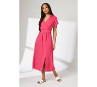 Debenhams Pink Linen Blend Wrap Dress pink 20