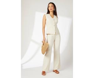 Debenhams Pleat Detail Straight Leg Trousers In Cream cream 12