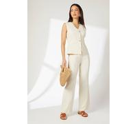 Debenhams Pleat Detail Straight Leg Trousers In Cream cream 18