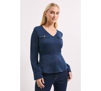 Pocket Detail Satin V Neck Blouse Principles Navy 10