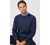 Debenhams Premium Pure Cotton Cable Crew Neck Jumper In Navy navy XXL