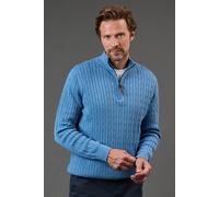 Debenhams Premium Pure Cotton Cable Half Zip Jumper In Mid Blue mid blue XXL