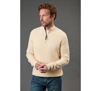 Debenhams Premium Pure Cotton Cable Half Zip Jumper In Stone stone M