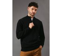 Debenhams Premium Pure Cotton Half Zip Funnel Jumper In Black black M