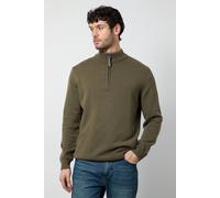 Maine Men's Premium Pure Cotton Half Zip Funnel Jumper in Khaki | Size: Medium Maine Khaki M