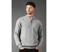 Debenhams Premium Pure Cotton Half Zip Funnel Jumper In Light Grey light grey XL