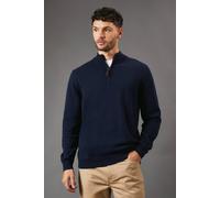 Maine Premium Pure Cotton Half Zip Funnel Jumper, XXL, navy
