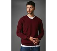 Debenhams Premium Pure Cotton V-Neck Jumper In Burgundy burgundy XL