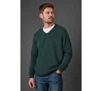Debenhams Premium Pure Cotton V-Neck Jumper In Dark Green dark green XXL