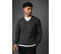 Maine Mens Premium Cotton V Neck Jumper (L) (Grey)