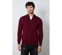 Debenhams Premium Pure Cotton Zip Thru Knit Jumper In Burgundy burgundy