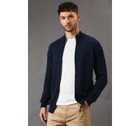 Debenhams Premium Pure Cotton Zip Thru Knit Jumper In Navy navy L