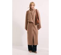 Debenhams Principles By Wallis Collar Wrap Maxi Coat In Taupe taupe